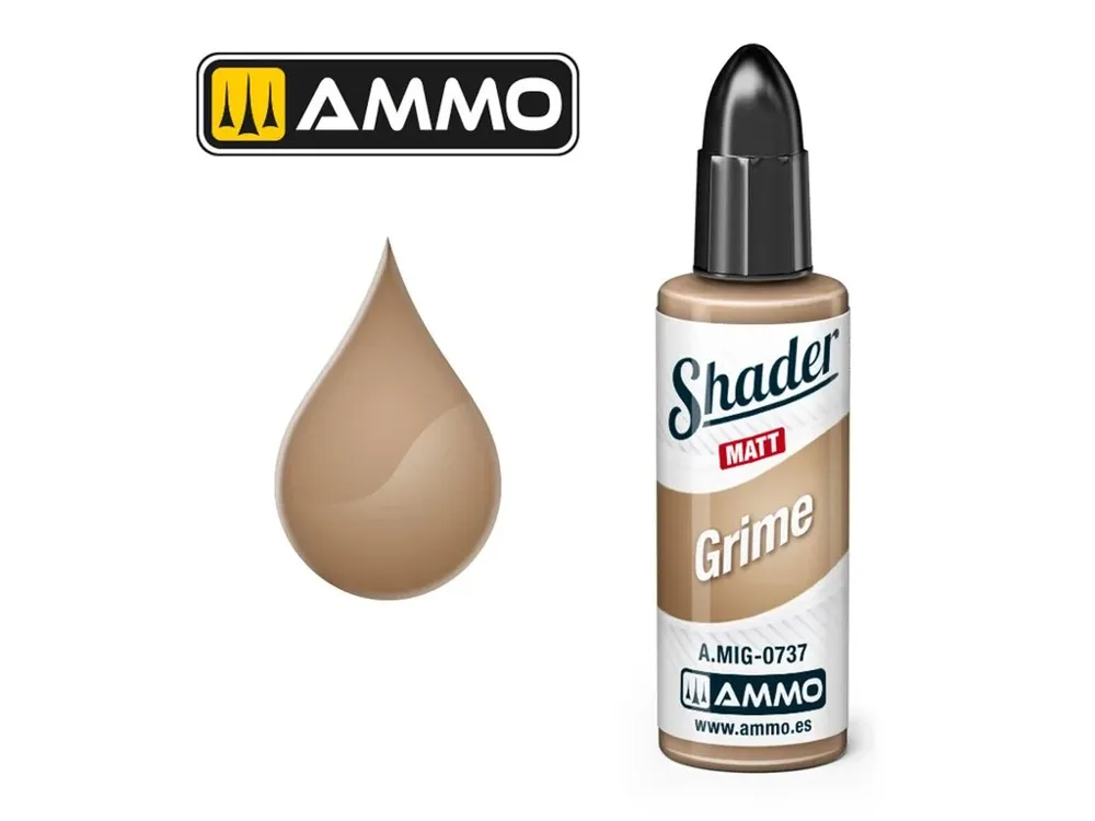 Lahvička AMMO Mig A.MIG-0737 Matt Shader špína (Grime) 10 ml, akrylový shader