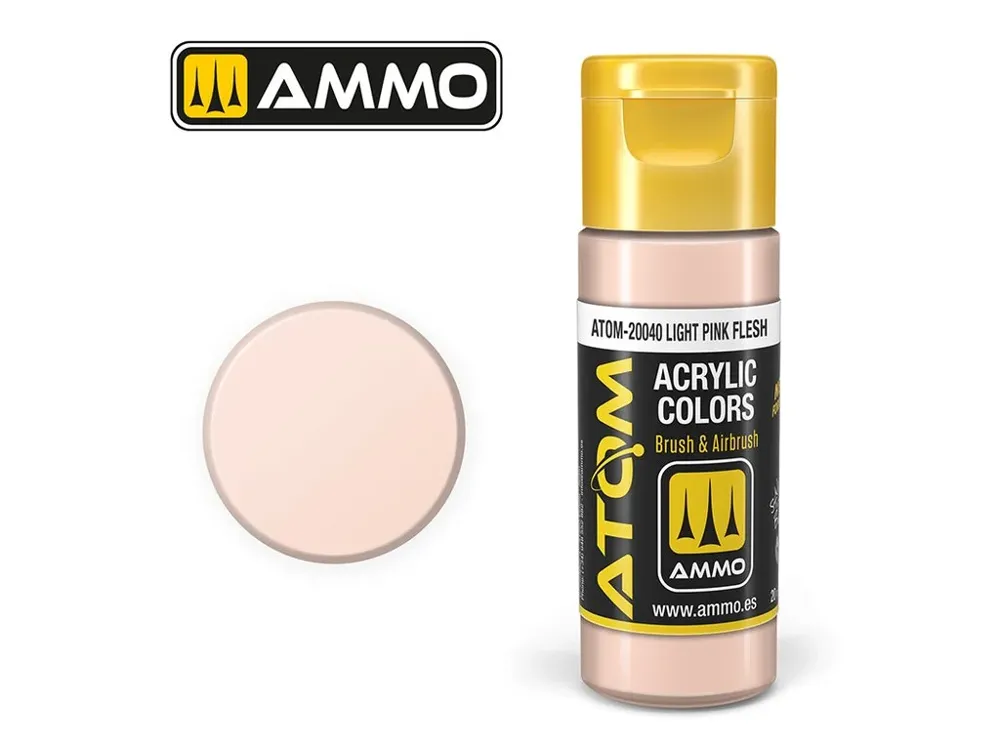 Lahvička akrylové barvy AMMO Mig ATOM Color 20040 světlá pleťová růžová 20 ml