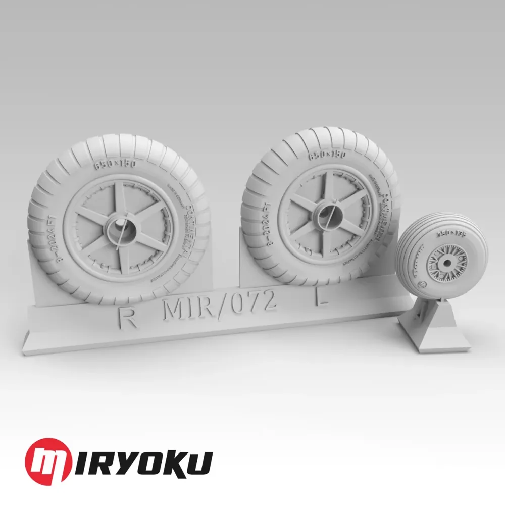 3D tištěná kola Miryoku MIR-072 pro Bf 109 E/F/G-2 v měřítku 1/32 s maskami na disky