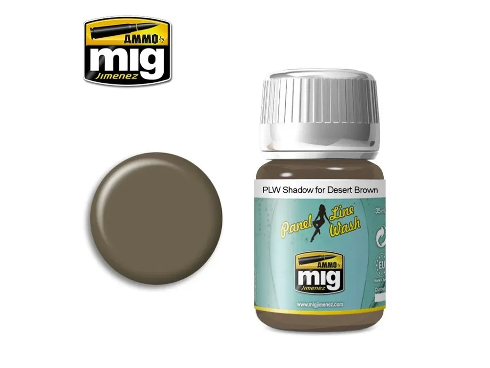 Lahvička AMMO Mig A.MIG-1621 Panel Line Wash Shadow for Desert Brown 35 ml