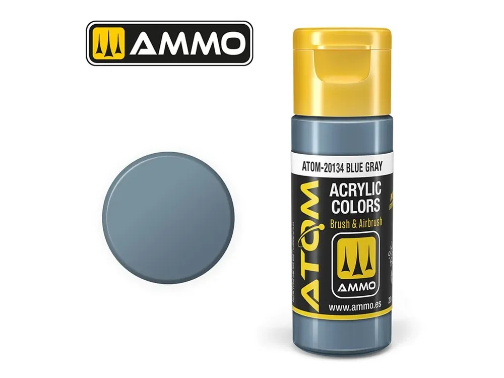 Lahvička akrylové barvy AMMO Mig ATOM COLOR 20134 modrošedá Blue Gray 20 ml