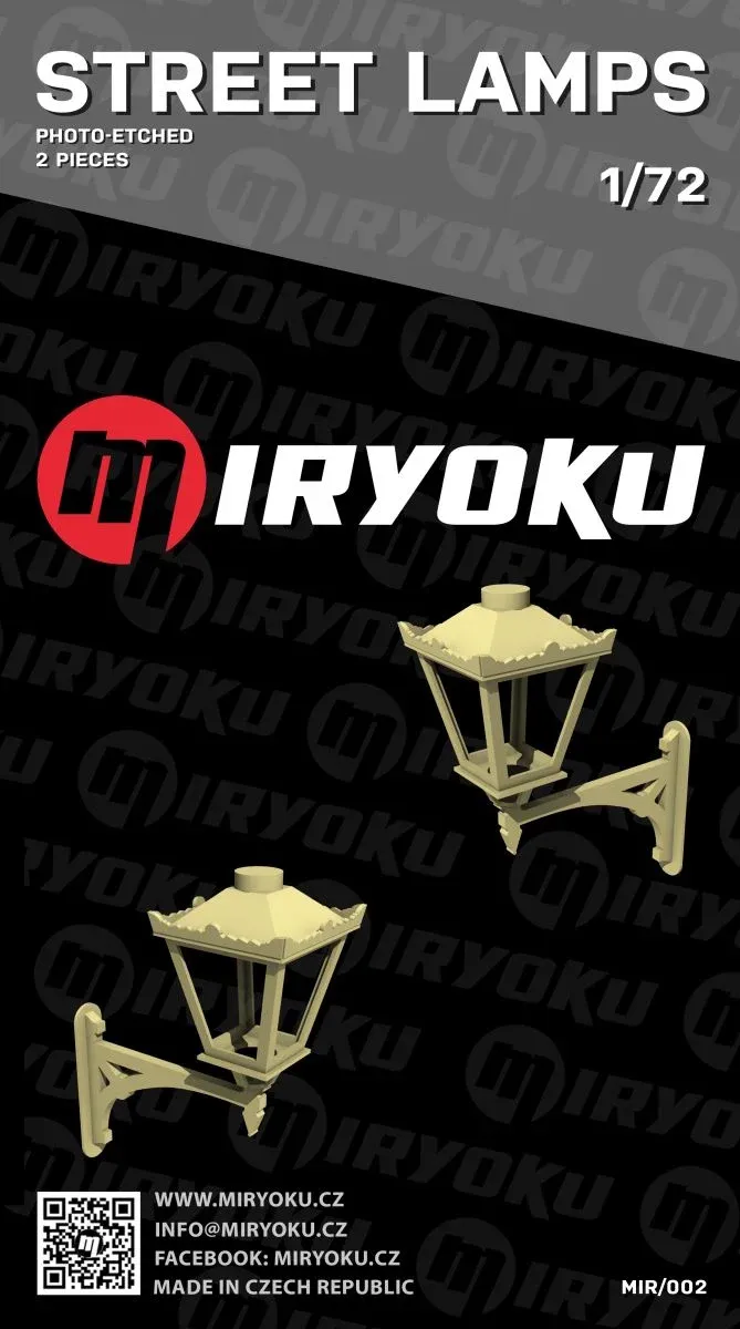 Fotoleptané pouliční lampy Miryoku MIR-002 v měřítku 1/72, díly pro dvě lampy