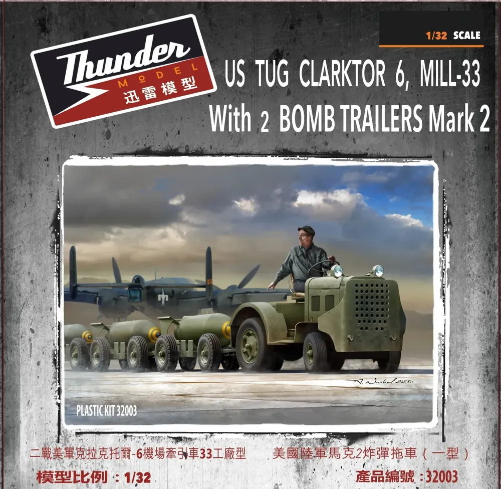 Plastiková stavebnice Thunder Model TM32003 US Army Clarktor-6 Mill-33 s přívěsy na bomby v měřítku 1/32