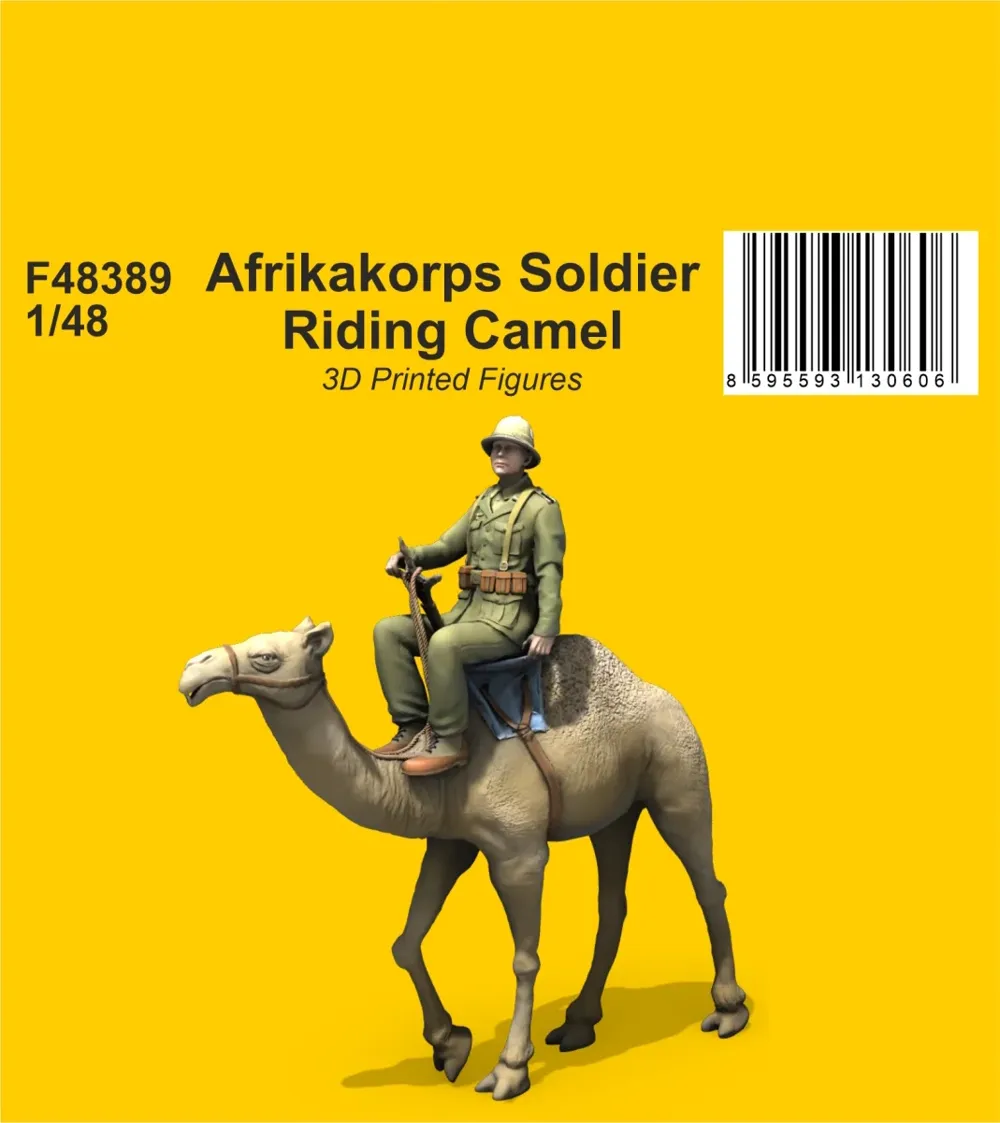 Resinová 3D tištěná figurka CMK F48389 voják Afrikakorps na velbloudu v měřítku 1/48