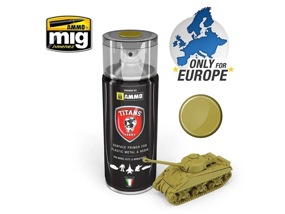 Sprej Titans Hobby TTH111 pouštní žlutá matný primer 400 ml