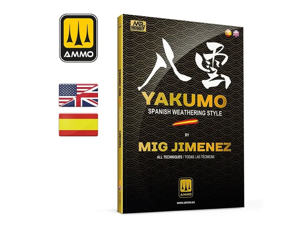 Obálka vícejazyčné modelářské knihy AMMO Mig A.MIG-6249 Yakumo by Mig Jimenez