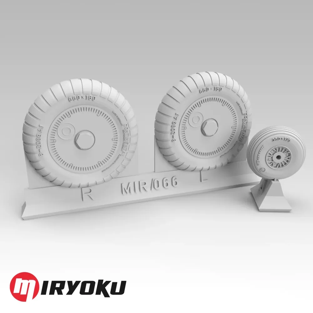 3D tištěná kola Miryoku MIR-066 pro Bf 109 E/F/G-2 v měřítku 1/48 s maskami disků