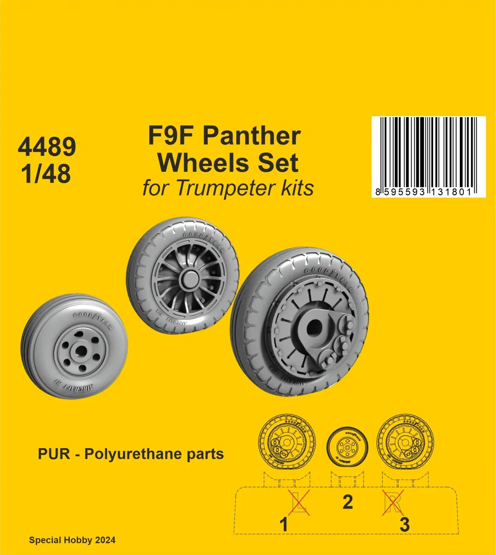 Resinová sada kol CMK 4489 pro F9F Panther v měřítku 1/48
