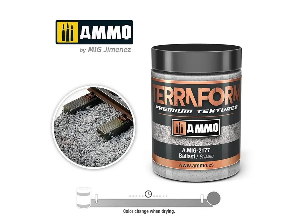 Kelímek akrylové textury AMMO Mig A.MIG-2177 Terraform Ballast, 100 ml
