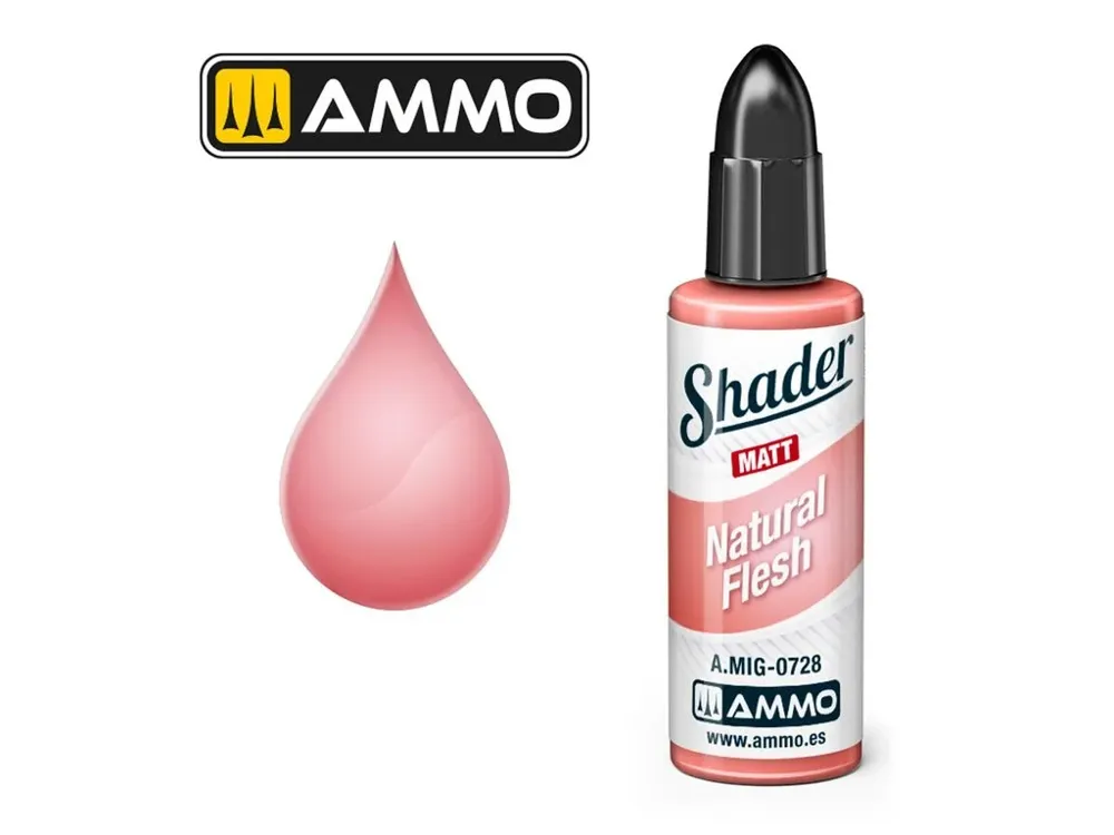 Lahvička AMMO Mig A.MIG-0728 Matt Shader přirozená tělová (Natural Flesh) 10 ml