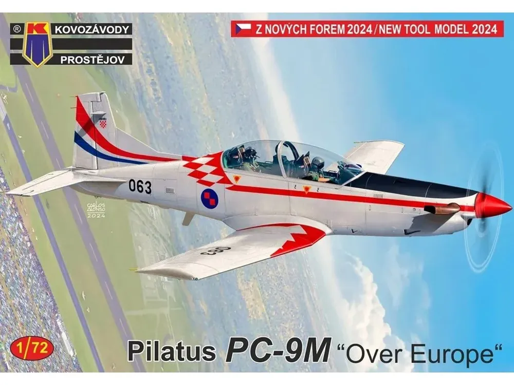 Krabice stavebnice Kovozávody Prostějov 1/72 Pilatus PC-9M Over Europe