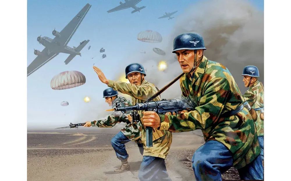 Krabice sady figurek Airfix A02712V němečtí výsadkáři 2. světové války v měřítku 1/32