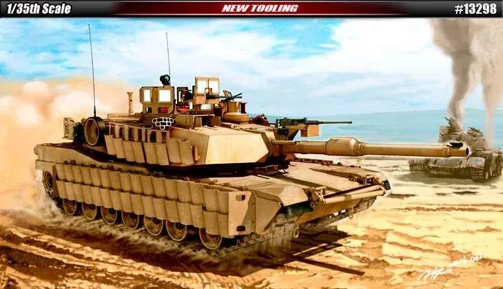 Krabice plastikové stavebnice Academy 13298 U.S. Army M1A2 TUSK II v měřítku 1/35