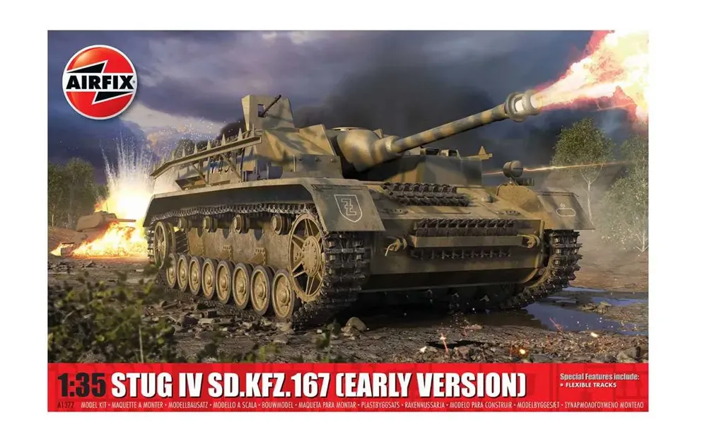 Krabice plastikové stavebnice Airfix A1377 Classic Kit StuG IV Sd.Kfz.167 v měřítku 1/35