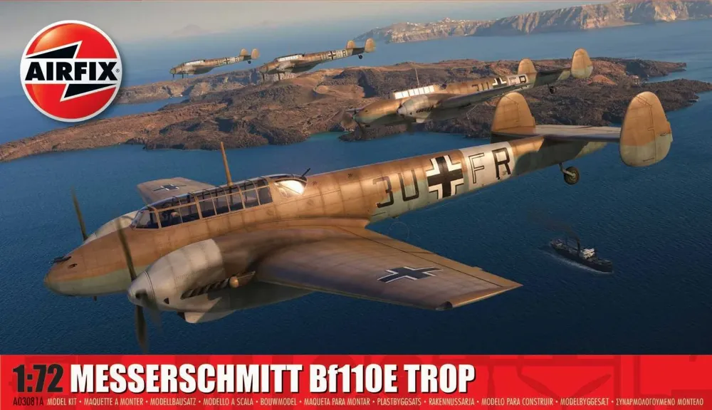 Krabice plastikové stavebnice Airfix A03081A Messerschmitt Bf 110E/E-2 TROP v měřítku 1/72