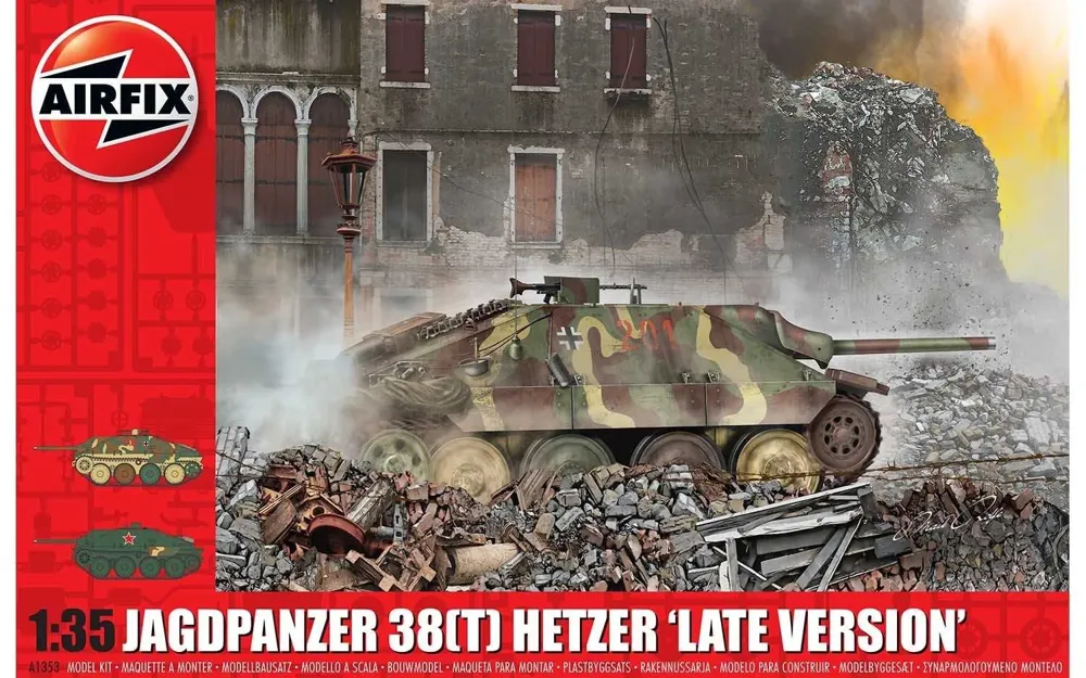 Krabice stavebnice Airfix Classic Kit A1353 Jagdpanzer 38(t) Hetzer pozdní verze v měřítku 1:35