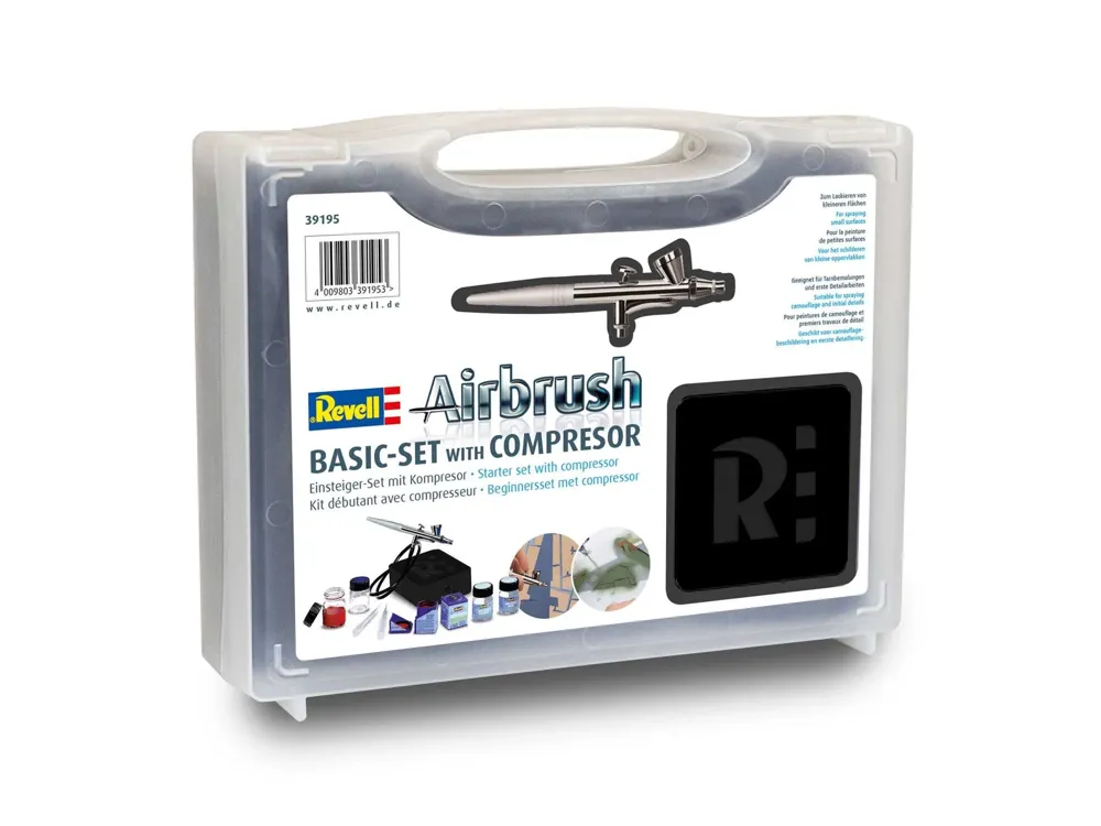 Revell 39195 Airbrush komplet set Basic Series s kompresorem, pistolí a barvami Aqua Color