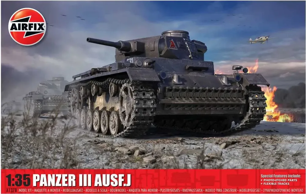 Krabice plastikové stavebnice Airfix A1378 Panzer III Ausf. J v měřítku 1/35
