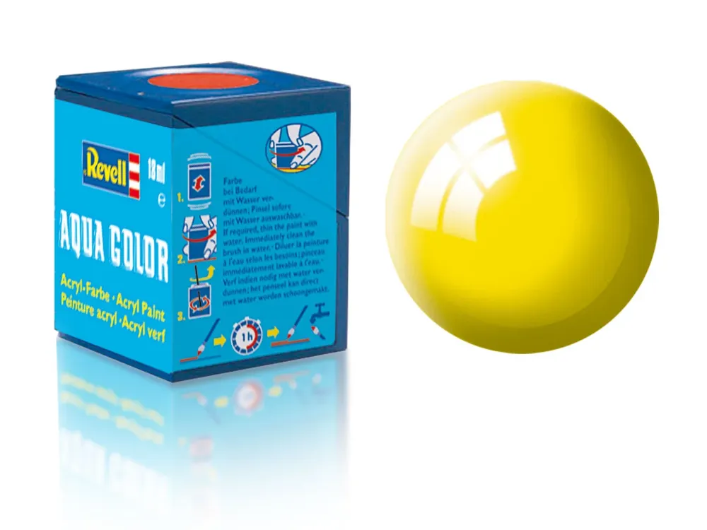 Kelímek akrylové barvy Revell Aqua Color 36112 žlutá lesklá Gloss Yellow 18 ml