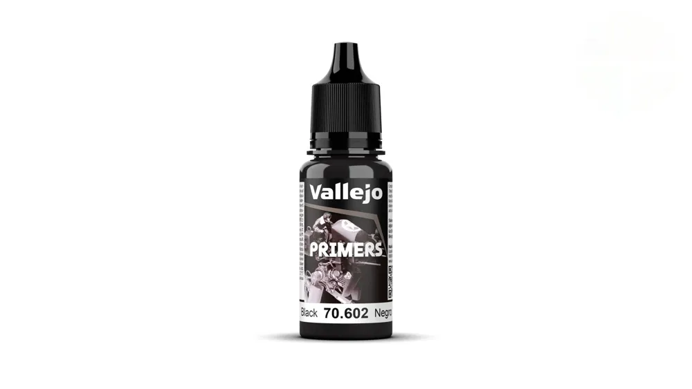 Lahvička základové barvy Vallejo Surface Primer 70602 černá 18 ml