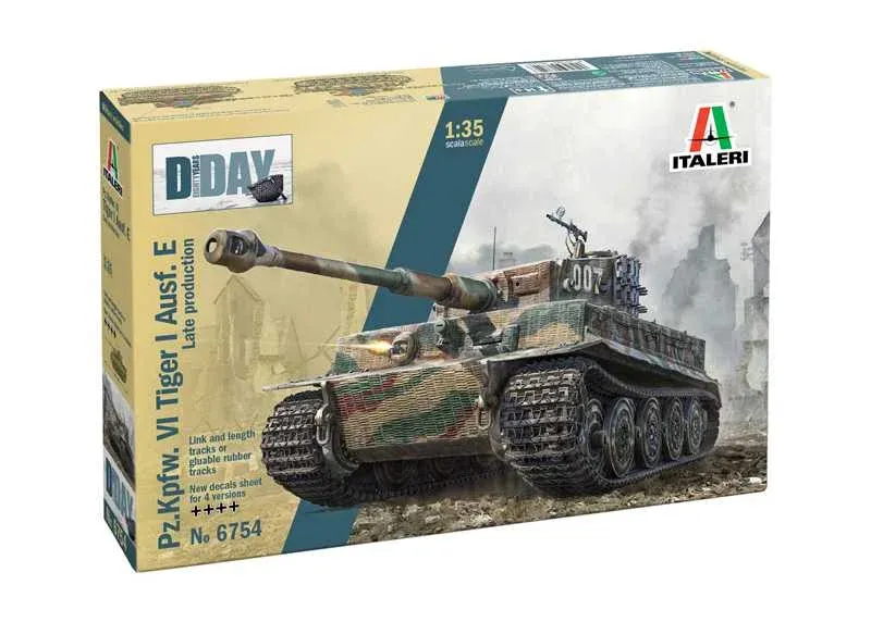 Krabice plastikové stavebnice Italeri 6754 Pz.Kpfw.VI Tiger I Ausf.E pozdní výroba v měřítku 1/35