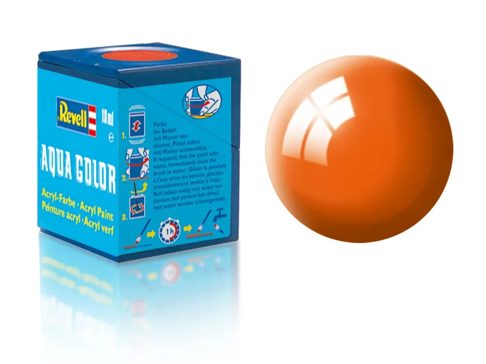 Lahvička akrylové barvy Revell Aqua Color 36130 oranžová lesklá 18 ml