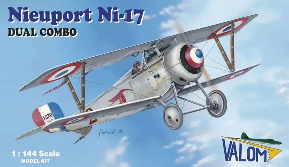 Krabice plastikové stavebnice Valom 14405 Nieuport Ni 17 dual combo v měřítku 1/144