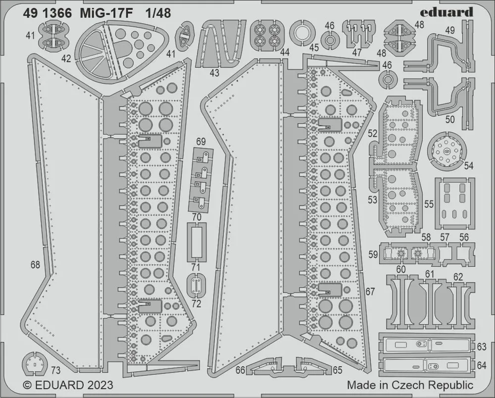 Fotoleptaná sada Eduard 491366 MiG-17F 1/48 pro stavebnici AMMO by Mig