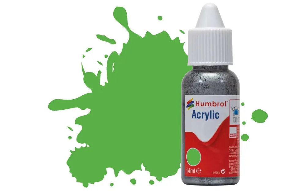 Lahvička akrylové barvy Humbrol Acrylic DB0037 No 37 jasně zelená matná 14 ml