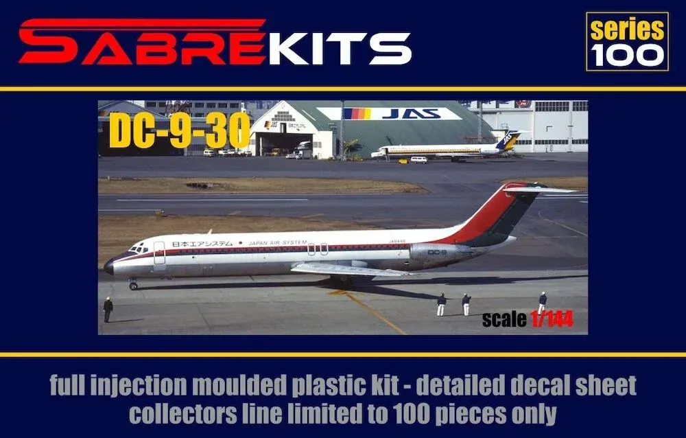 Krabice plastikové stavebnice Sabre Kits SBK14010 Douglas DC-9-30 JAS v měřítku 1/144