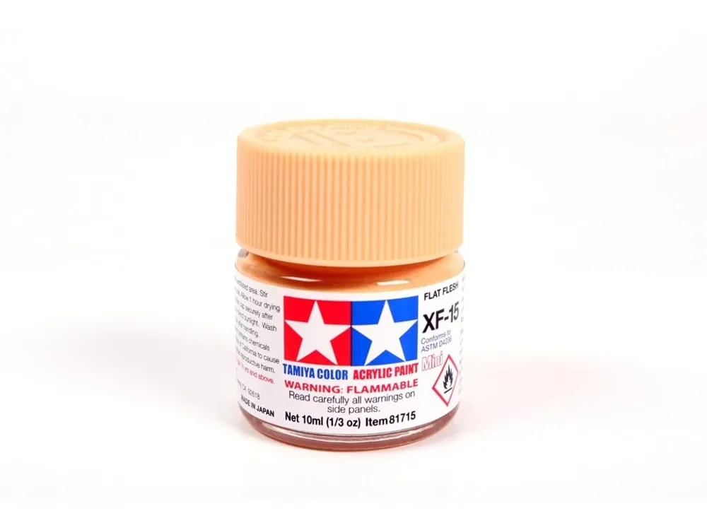 Skleněná lahvička akrylové barvy Tamiya Acrylic Mini XF-15 tělová matná, 10 ml