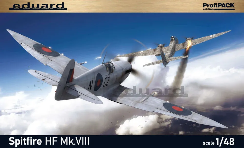 Krabice stavebnice Eduard Spitfire HF Mk.VIII 1/48 ProfiPACK s britskou stíhačkou