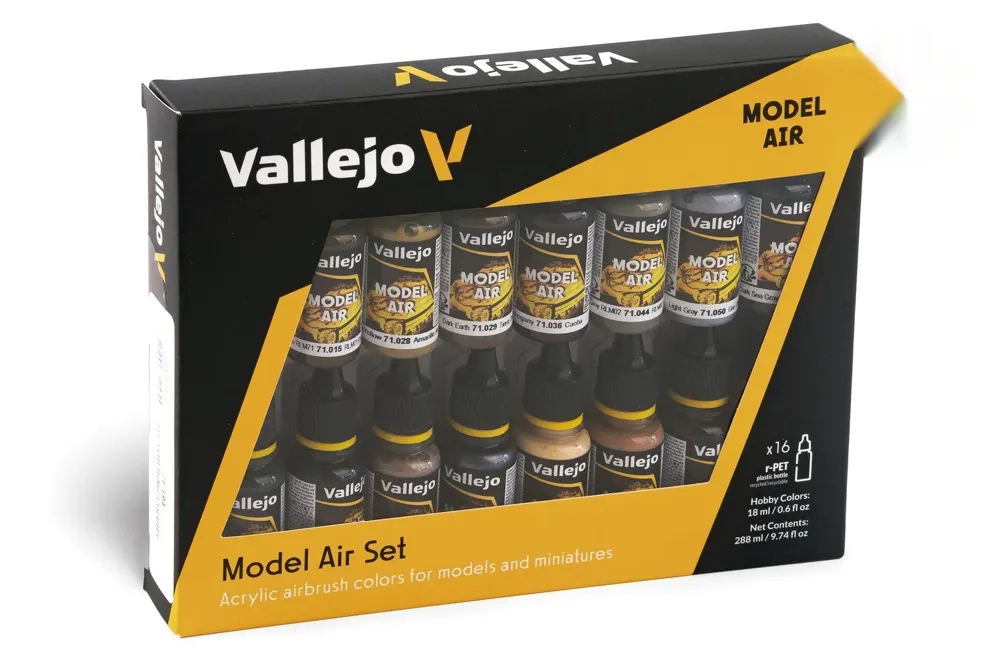 Sada Vallejo Model Air 71194 Weathering Set s 16 lahvičkami akrylové barvy po 18 ml