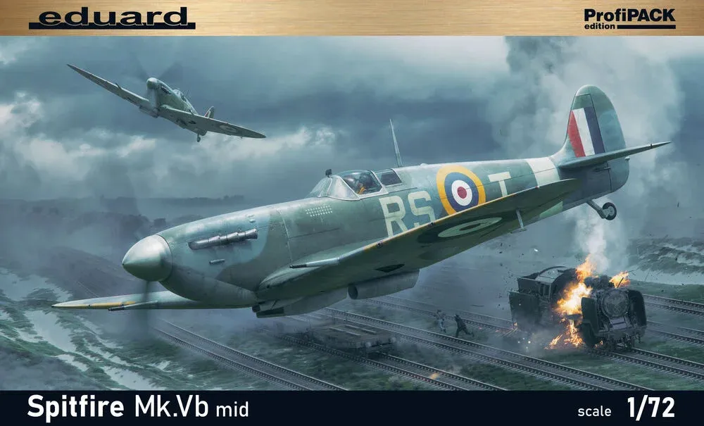 Krabice plastikové stavebnice Eduard ProfiPACK 70206 Spitfire Mk.Vb mid v měřítku 1/72