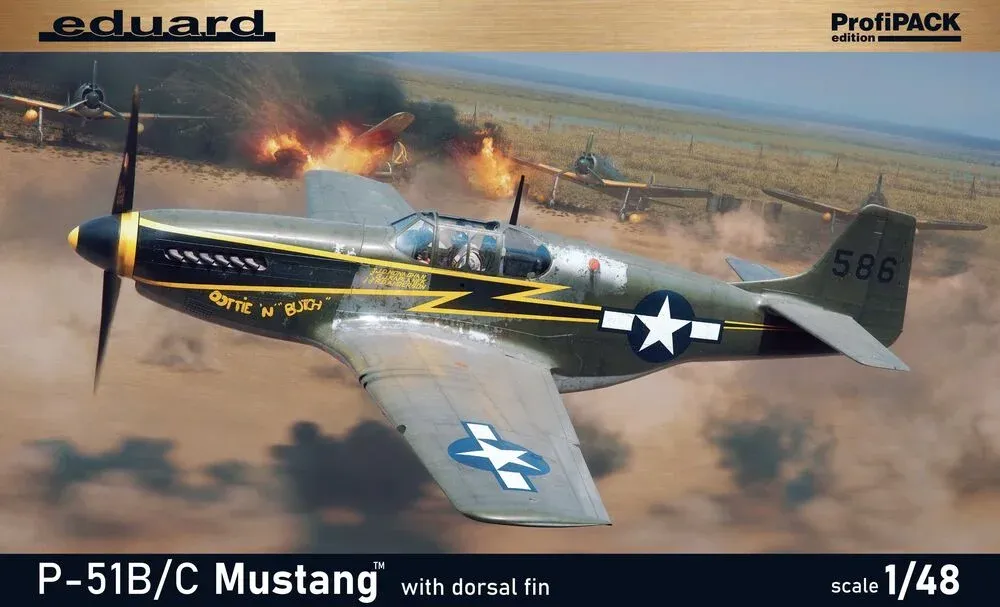Krabice stavebnice Eduard ProfiPACK 82108 P-51B/C Mustang s hřbetní ploutví v měřítku 1/48