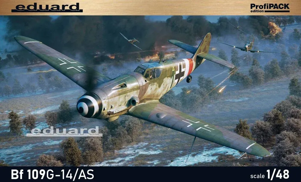 Krabice stavebnice Eduard 82162 Bf 109G-14/AS 1/48 ProfiPACK s vyobrazením německého stíhacího letounu
