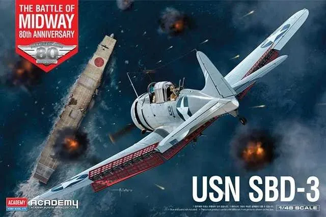 Krabice stavebnice Academy 12345 USN SBD-3 Dauntless 1/48 bitva u Midway