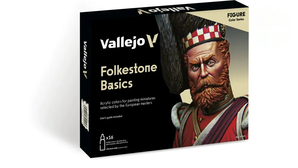 Sada akrylových barev Vallejo Model Color 70101 Folkestone Basics Figure, 16 lahviček po 18 ml