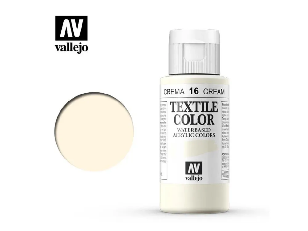 Lahvička barvy na textil Vallejo Textile Color 40016 krémová 60 ml