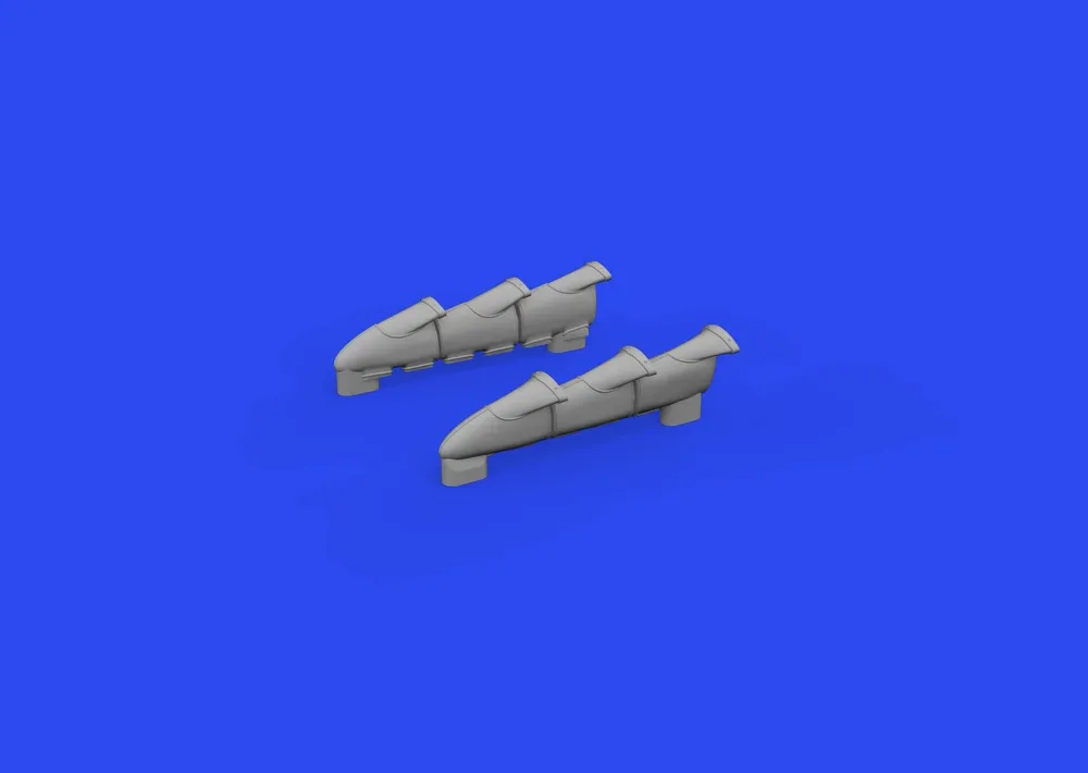 Eduard 648916 Hurricane Mk.II výfuky fishtail PRINT 1/48, 3D tištěné díly pro Arma Hobby