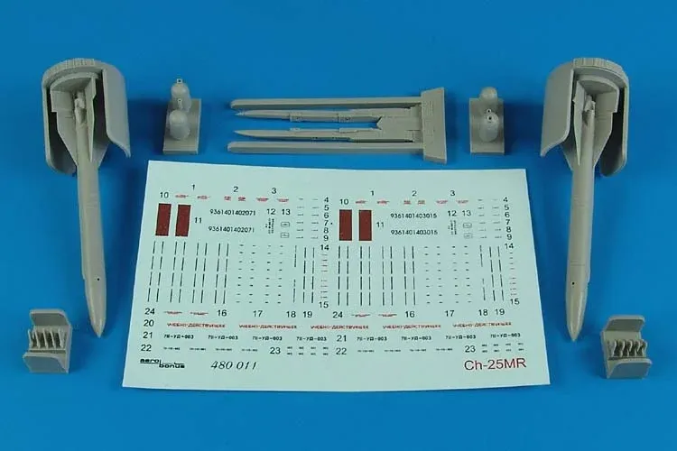 Aires 480011 – resinové řízené střely Ch-25MR (AS-10 Karen) v měřítku 1/48