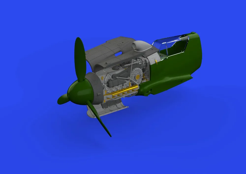 Odlévané a fotoleptané díly sady Eduard Brassin 648902 motor Bf 109K-4 v měřítku 1/48