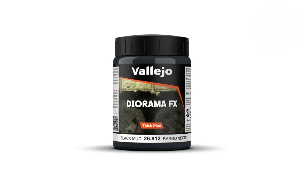 Balení texturové pasty Vallejo Diorama FX 26812 černé husté bahno Black Thick Mud 200 ml