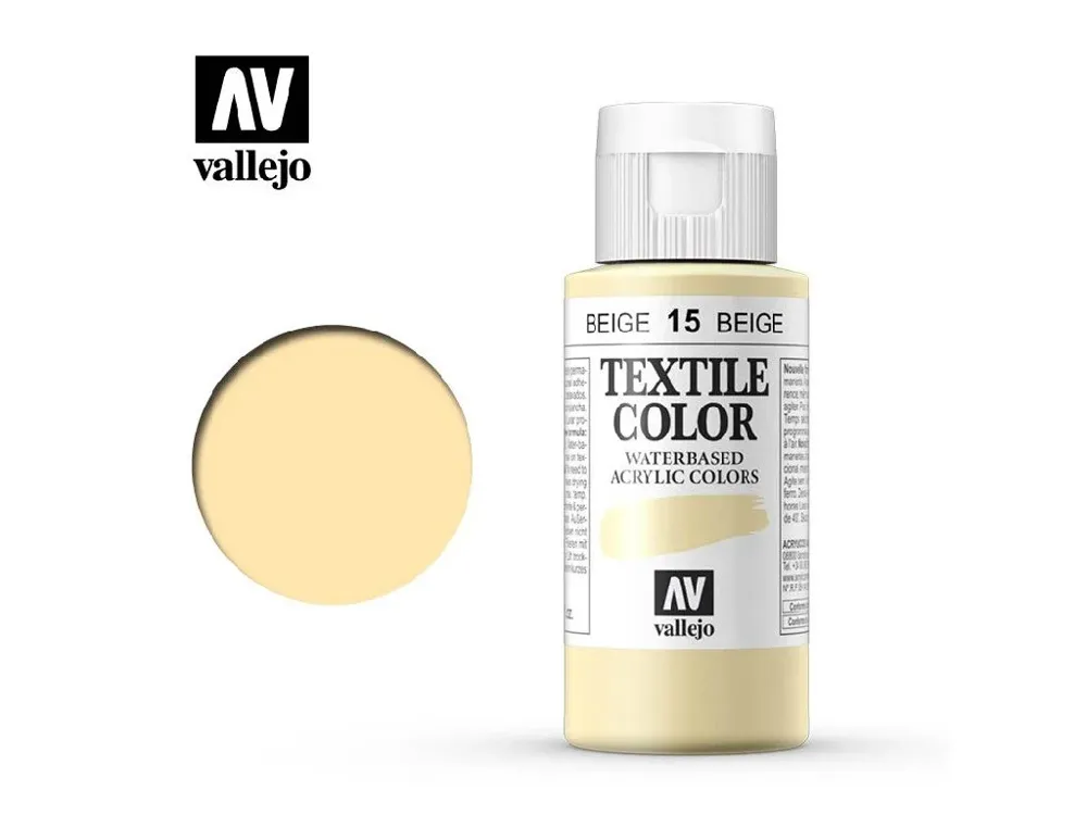 Lahvička barvy na textil Vallejo Textile Color 40015 béžová 60 ml