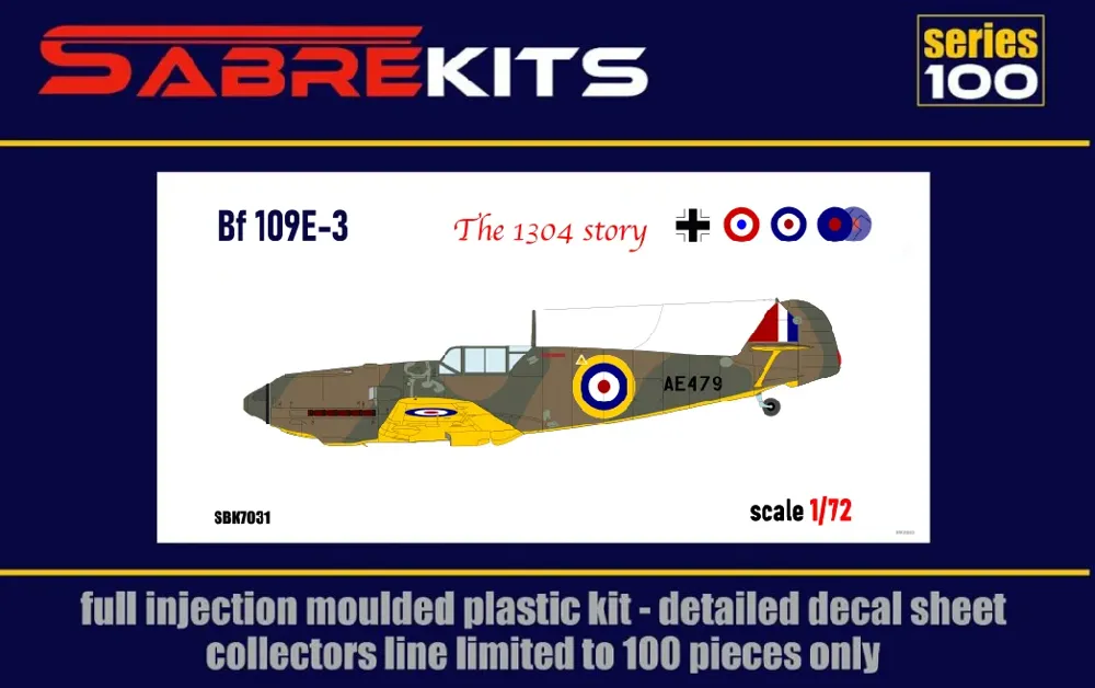 Krabice stavebnice Sabre Kits SBK7031 Messerschmitt Bf 109E-3 v měřítku 1/72