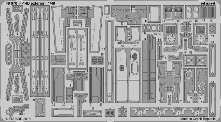 Fotolepty Eduard 48970 F-14D exterior 1/48 pro stavebnici Tamiya