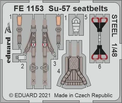 Barevný fotolept Eduard FE1153 Su-57 upínací pásy STEEL v měřítku 1/48