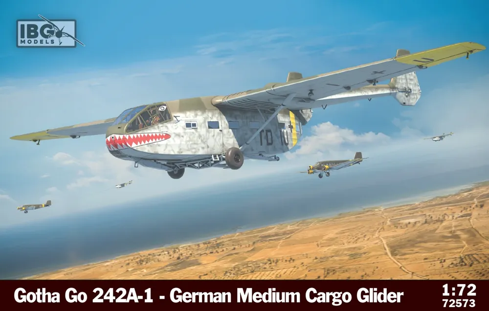 Krabice stavebnice IBG Models 72573 Gotha Go-242A-1 v měřítku 1/72, německý transportní kluzák