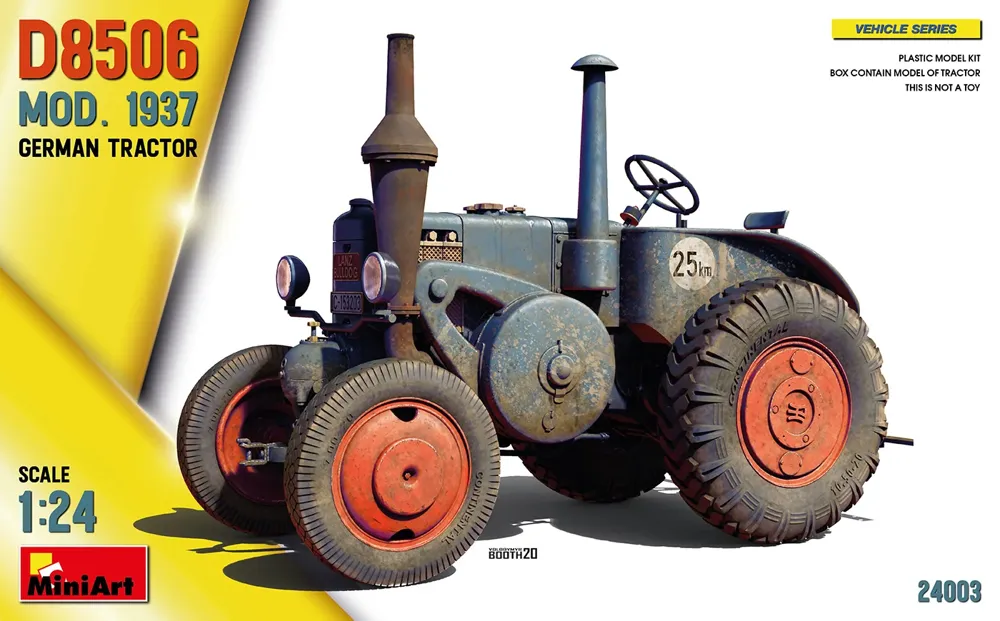 Krabice stavebnice MiniArt 24003 německý traktor D8506 Mod. 1937 v měřítku 1/24