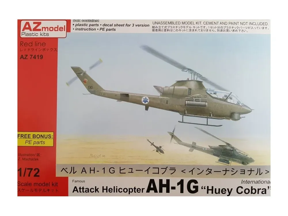 Krabice plastikové stavebnice AZ Model AZ7419 AH-1G Huey Cobra International v měřítku 1/72